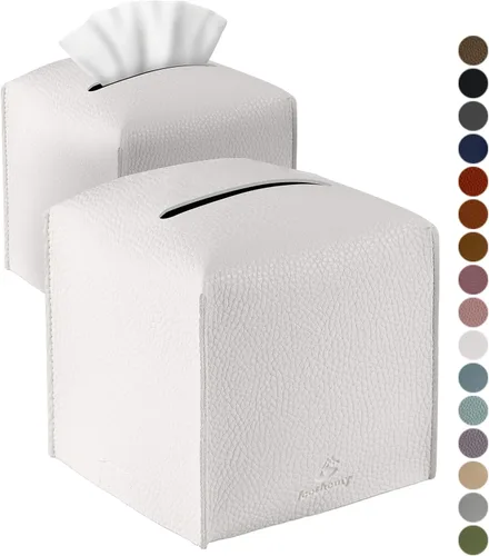 Vista 33 de Funda para Caja de Pañuelos, Jeethemy Porta Caja de Pañuelos Cuadrada de Cuero PU, Moderno Estuche de Pañuelos Organizador Dispensador de Papel