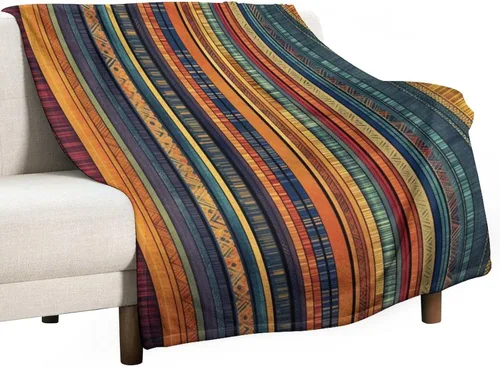 Vista 46 de Manta bohemia mexicana retro a rayas multicolor, manta bohemia étnica cálida de 30 x 40 pulgadas, suave manta de felpa mullida y acogedora manta