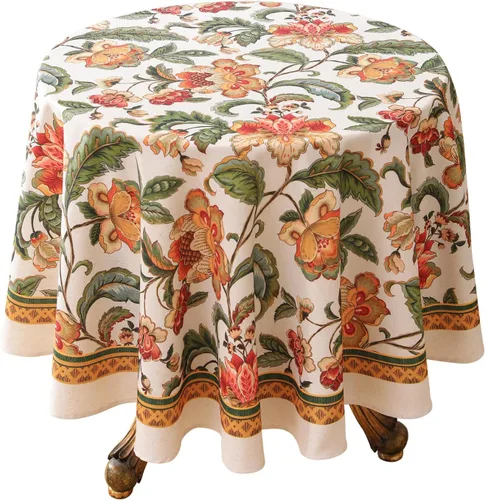 Vista 63 de [Usado] patdrea Mantel largo de lino de diseño verde para mesa rectangular, mantel vintage transpirable con patrón de frutas amarillas, funda