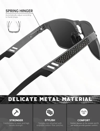 Vista 3 de ANYLUV Polarized Sunglasses for Men Rectangular Classic Al-Mg Metal Frame Sun Glasses Mens Sunglasses with UV Protection