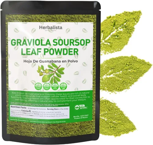 Vista 7 de HERBALISTA - 16oz (453g) Polvo de hoja de guanábana pura - Graviola 100% natural (Hoja de Guanábana) Sin gluten, sin azúcar, vegano, sin aditivos