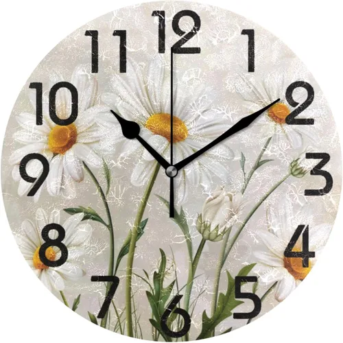 Vista 12 de Spring Hummingbird - Reloj de pared redondo con estampado de flores, 9.5 pulgadas, funciona con pilas, reloj de escritorio analógico silencioso