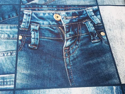 Vista 7 de LushFabric Tela de mezclilla con efecto de jeans para decoración de interiores, cortinas, material de algodón con retazos de mezclilla azul, lona