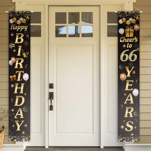 Vista 50 de Cartel de Feliz cumpleaños para la puerta, color negro