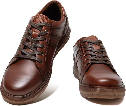 Vista 9 de Zapatos deportivos Oxford casuales para hombre, de cuero genuino, diseño de moda, zapatos bajos para caminar para hombres