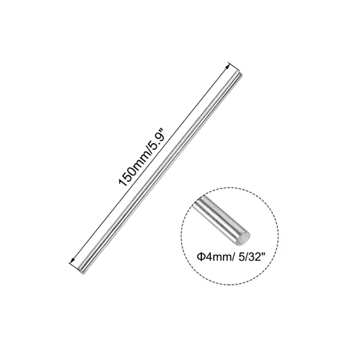 Vista 2 de uxcell Varilla redonda sólida de acero inoxidable 304 de 0.157 in x 5.906 in para manualidades de bricolaje - 5 piezas