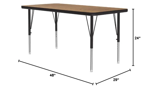 Vista 2 de Correll Econoline AM2448-REC-06 - Mesa de actividades para el aula, rectangular de 24 x 48 pulgadas, parte superior de melamina de roble medio