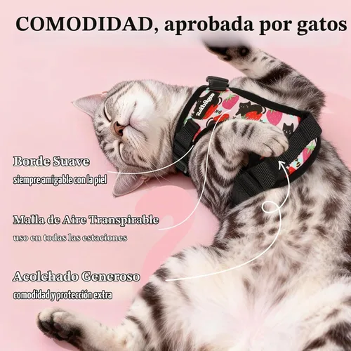 Vista 4 de rabbitgoo Cat Harness and Leash Set, Escape Proof Vest, Berry Pounce