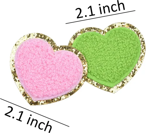 Vista 4 de Kare & Kind Parches bordados de chenilla con forma de corazón para planchar para ropa, camisas, uniformes, vestidos, chaquetas, bolsos, sombreros