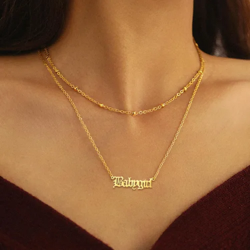 Vista 7 de Aretes de aro de bambú para mujer, de acero inoxidable, estilo de letra inglesa, estilo de los años 8090, accesorio para disfraz, conjunto de joyas