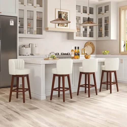 Vista 24 de COCO DESIGN - Juego de 2 taburetes de bar giratorios, 24" de altura del asiento, taburetes de bar de estilo moderno de mediados de siglo