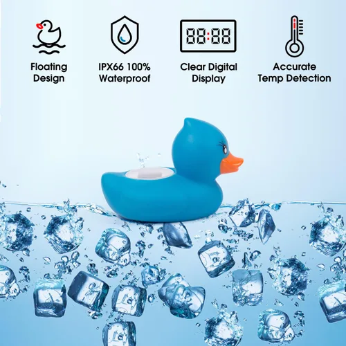 Vista 4 de Termómetro y temporizador de baño de hielo, 100% impermeable, termómetro de agua flotante para baño de hielo con alarma de temporizador de cuenta