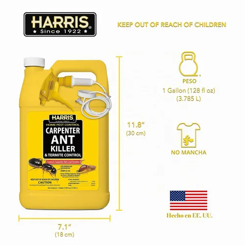 Vista 6 de Harris Tratamiento de control de hormigas carpinteras y termitas, mata al contacto, fórmula inodora y sin manchas, 128 oz