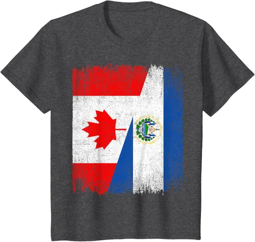 Vista 28 de Camiseta Half Canada El Salvador Flag Canadian Salvadoran Pride Roots