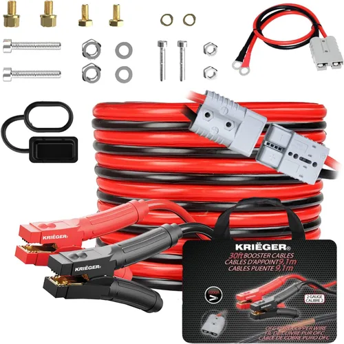 Vista 8 de K KRIËGER Cables de puente para batería de automóvil, cables de refuerzo automotrices resistentes para arrancar baterías muertas o débiles con bolsa
