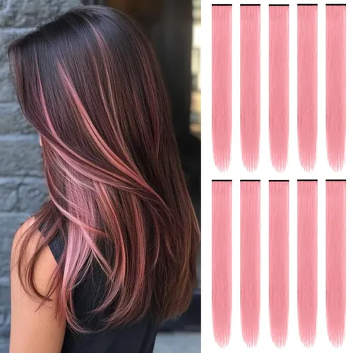 Vista 11 de Extensiones de cabello negro con clip, extensiones sintéticas