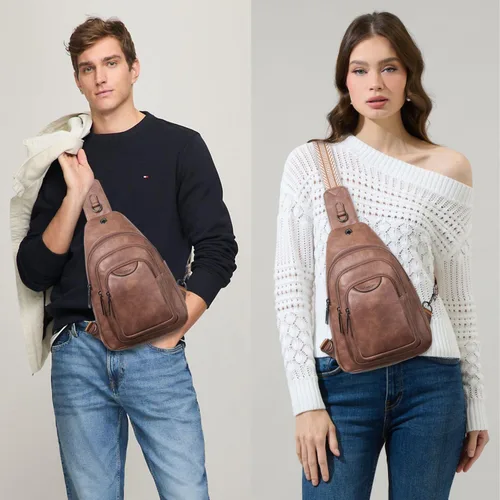 Vista 2 de Riñonera cruzada antirrobo de 10L para mujeres y hombres, riñonera cruzada antirrobo, bolsa para cinturón, monedero, regalos para mujeres, piel
