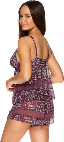 Vista 6 de bebe Ropa de dormir de malla y lencería corta para mujer, conjunto de lencería para mujer, conjunto de 2 piezas