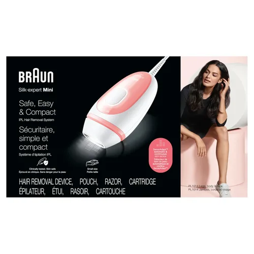 Vista 10 de Braun IPL en casa depilación láser para mujeres y hombres, Silk Expert Mini PL1014 con maquinilla de afeitar Venus, reducción permanente del vello