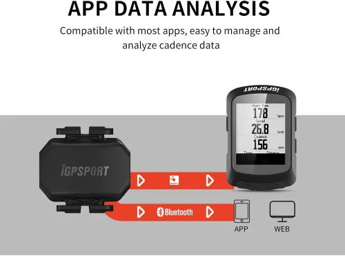Vista 6 de iGPSPORT Sensor de velocidad o sensor de cadencia para iPhone, Android, bicicleta, computadora, SmartWatch, compatible con ANT+ y Bluebooth