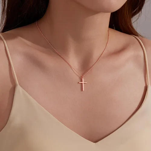 Vista 56 de Collar de cruz para mujeres y niñas, delicado chapado en oro de 14 quilates, gargantilla con dije de cruz que no se deslustra, impermeable, moderno