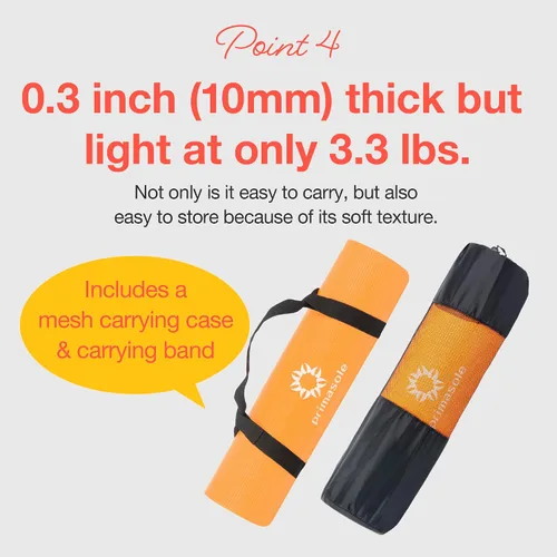 Vista 5 de Primasole Esterilla de yoga ecológica de 1/2 pulgada antideslizante para yoga, pilates, fitness en casa y gimnasio, 4 colores con funda
