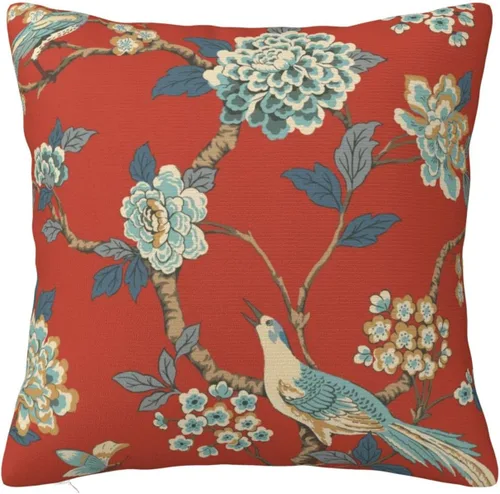 Vista 13 de Chinoiserie - Funda de almohada de lino azul de 16 x 16 pulgadas, fundas de almohada de lino para sofá, automóvil, sala de estar, dormitorio