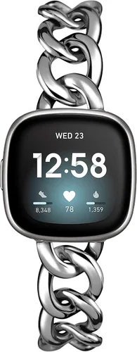 Vista 4 de Elegantes Correas de Metal en Cadena para Reloj Inteligente para Mujeres Compatible con Fitbit Sense/Fitbit Versa 3 Bandas para Mujeres Elegantes 1