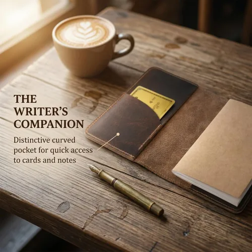 Vista 7 de Rustique Funda de cuero estilo diario para notas de campo y Moleskine Cahier Cartera de cuero vintage de grano completo puro para pasaporte