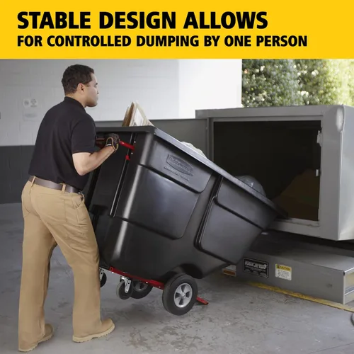 Vista 4 de Rubbermaid Commercial Products Camión volquete inclinable/carrito de basura/recolección de basura/reciclaje, 1/2 yarda cúbica, recolección de Negro