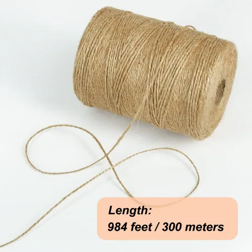 Vista 4 de Tenn Well Cordel de yute natural, 984 pies, 2 capas, 0.039 pulgadas, cuerda fina de color marrón para manualidades, ganchillo, envoltura de regalos