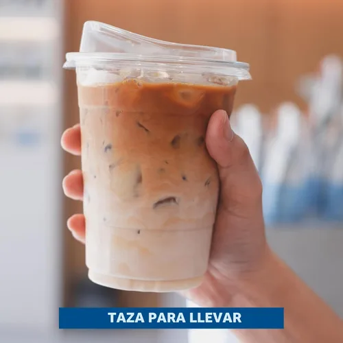 Vista 5 de Freshware Vasos de plástico transparente con tapas para sorbos sin popote [100 tazas – 12 onzas] Vaso desechable para café helado, batido, bebidas