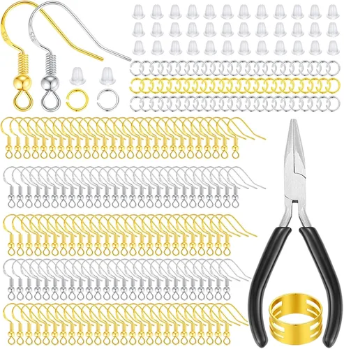 Vista 9 de MAIBAOTA Ganchos de Oro para Aretes para Hacer Joyas, 602 Piezas de Ganchos de Aretes Chapados en Oro Hipoalergénicos, Anillos de Salto, Accesorios