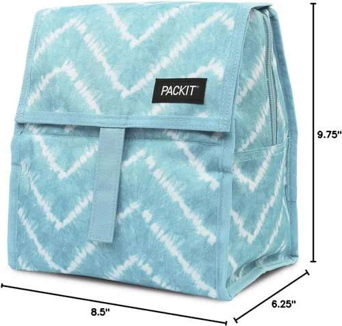 Vista 9 de PackIt Lonchera congelable con cierre, teñido anudado aguamarina