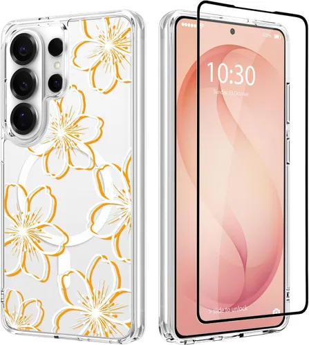 Vista 29 de OOK Funda para iPhone 17 Pro compatible con Magsafe, con protector de pantalla, elegante lazo estético, delgado, transparente, magnético, a prueba