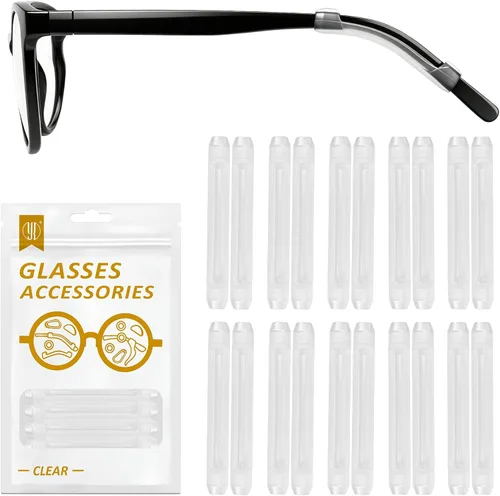 Vista 12 de YR Lentes de silicona suave, retenedores de manga, antideslizantes, elásticos y cómodos, para anteojos, lentes de lectura, 10 pares, color negro