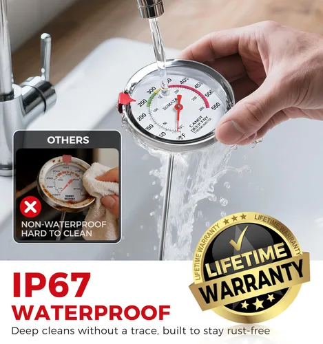 Vista 3 de BOMATA Termómetro de caramelo con clip para olla, uso manos libres, impermeable IP67 y pantalla de 2.5 "Termómetro de aceite para freír