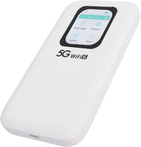 Vista 6 de Hotspot móvil WiFi 5G, enrutador portátil Wi Fi 6 para viajes soporta hasta 16 dispositivos, pantalla táctil de 2.01 pulgadas, con ranura