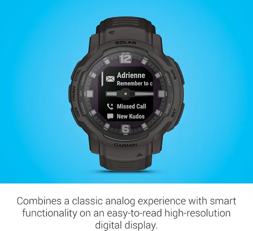 Vista 4 de Garmin Instinct® Crossover Solar, reloj inteligente híbrido, 1.772 in Grafito