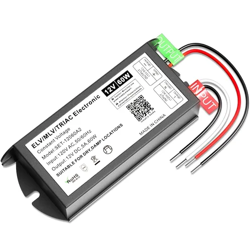 Vista 16 de Controlador LED regulable de 12 V, transformador LED Triac ELV/MLV de 60 W compatible con interruptores Lutron y Leviton, fuente de alimentación LED