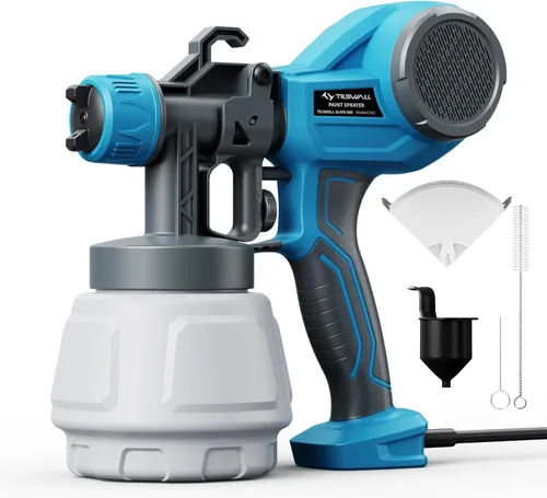 Vista 10 de Tilswall - Pulverizador de pintura HVLP, pistola de aerosol ligera, pistola de pintura eléctrica de alta potencia, 4 boquillas y 3 patrones