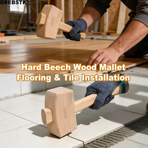 Vista 6 de GREBSTK Polished Solid Beech Wood Mallet for Home Bartending & Workshop Polished oiled finish, stain & moisture resistant, wipes clean with ease