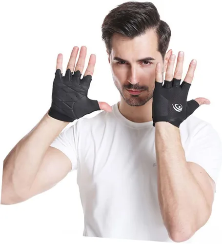 Vista 3 de GLEAVI Par de guantes de equitación para gimnasio, guantes de bicicleta para hombre, guantes de ciclismo de levantamiento de pesas, guantes de medio