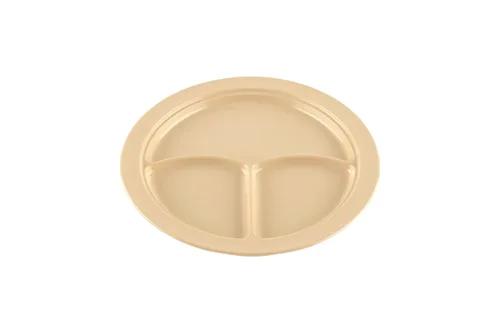 Vista 13 de G.E.T. CP-530-T Tan 9" 3-Compartment Plate, Break Resistant Dishwasher Safe Melamine Plastic, Supermel Collection (Pack of 12)