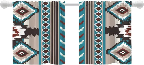 Vista 35 de Shrahala Art Nouveau Floral Pattern Blackout Curtain Tiers, Delicate Vine and Flower Design Kitchen Valance Light Blocking Tier Drapes with Rod