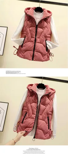 Vista 6 de Chaleco desmontable con cremallera para mujer, primavera, otoño, invierno, moda, casual, para mujer, bonito, cálido, para mujer, ropa exterior