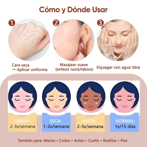 Vista 5 de QUARXERY Gel exfoliante purificador para cara, 2 unidades de gel exfoliante hidratante suave, limpiador exfoliante facial que elimina la piel