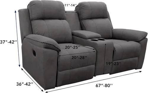 Vista 5 de Easy-Going Sofá biplaza reclinable de terciopelo con funda de consola central, fundas elásticas para sofá reclinable de 8 piezas, funda de sofá
