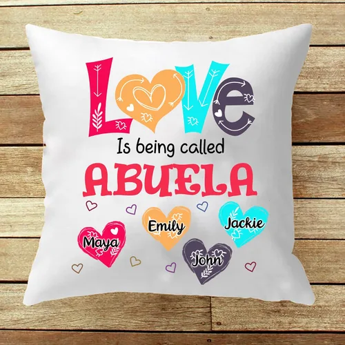 Vista 3 de Abuela - Almohada personalizada con corazón de amor, almohada personalizada para mamá, regalos para abuela, mamá de hija, nietos, día de la madre