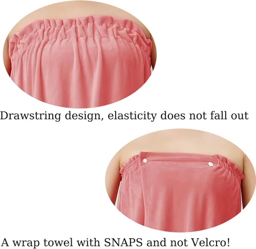 Vista 3 de Toalla envolvente para el cuerpo con broches de presión, toallas de felpa, toalla de spa, envolturas de baño para mujeres después de la ducha